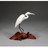 Egret Sculpture from John Perry on Burl Wood Pellucida 8in