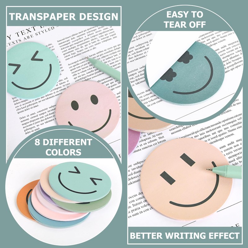 JarThenaAMCS 24 Packs Smile Face Sticky Notes Boho Happy Face