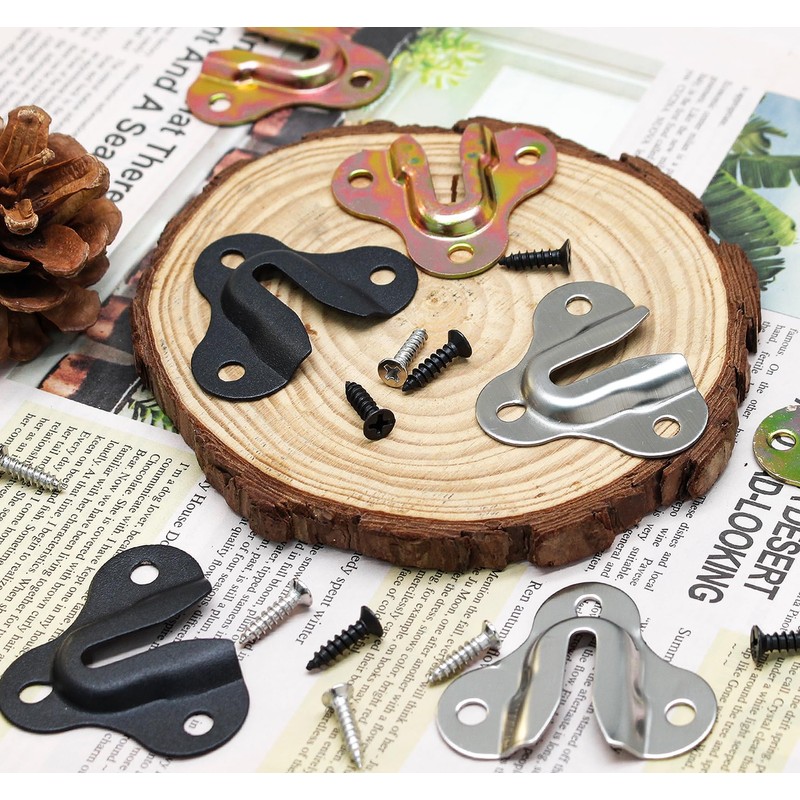Murtenze 20PCS Matte Black Keyhole Hangers Buckle Type Picture Hanger,