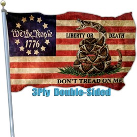Shuitouk Dont Tread on Me Flag We The People 1776 American Flags for Outside 3x5 Double Sided 3Ply Heavy Duty 4th of July Flag Outddor House Yard Decoration Banner