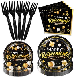 96Pack Paper Plates and Napkins Sets, Party Decorations Plates Supplies Tableware for Kids (retirement)