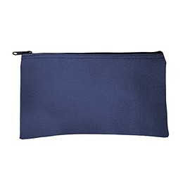 14 oz Navy Blue Canvas Zipper Bag - 10.5 x 5.5 - Compact Zipper Pouch - Multipurpose Utility Bag - Tool Bag - Pack of 7