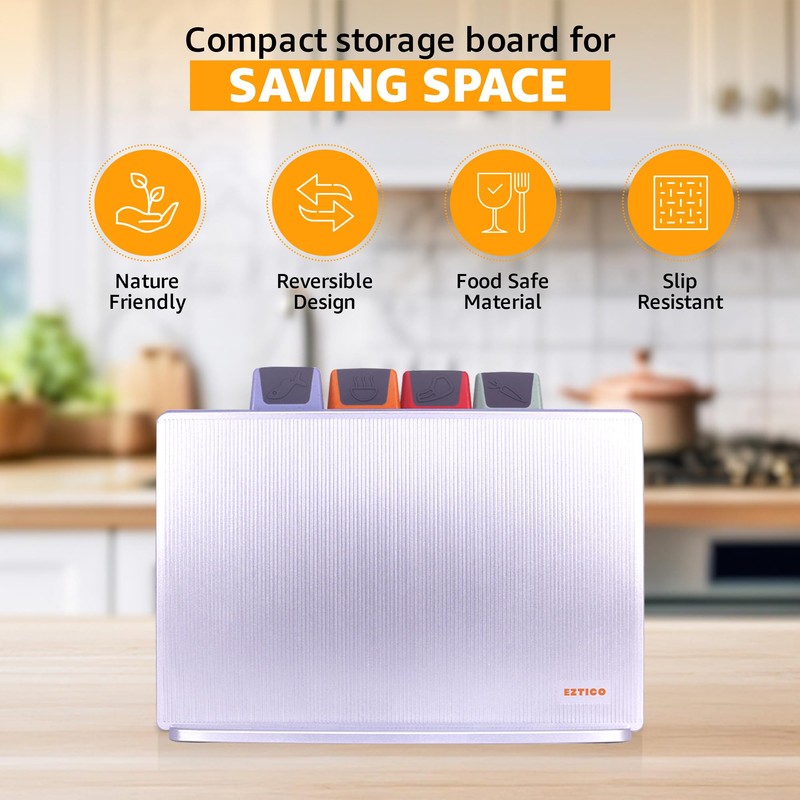 4-Piece Non-Toxic Cutting Board Set with Premium Scissors and Holder