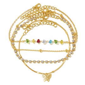 Dainty Anklets for Women Layered Gold Anklets 14K Gold Plated Anklets Cuban Link Chain Herringbone Foot Jewelry Summer Beach