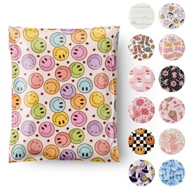 Graceful Mailers Poly Mailers 14.5x19 100 Pack, Waterproof & Tear Resistant Mailing Envelopes for Small Business Supplies, Cute Shipping Bags for Clothes & Small Business, Happy Smiles