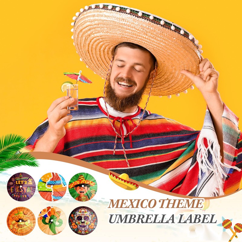 Chengu 300 Pcs Mexican Cocktail Umbrellas for Fiesta Drinks Decoration