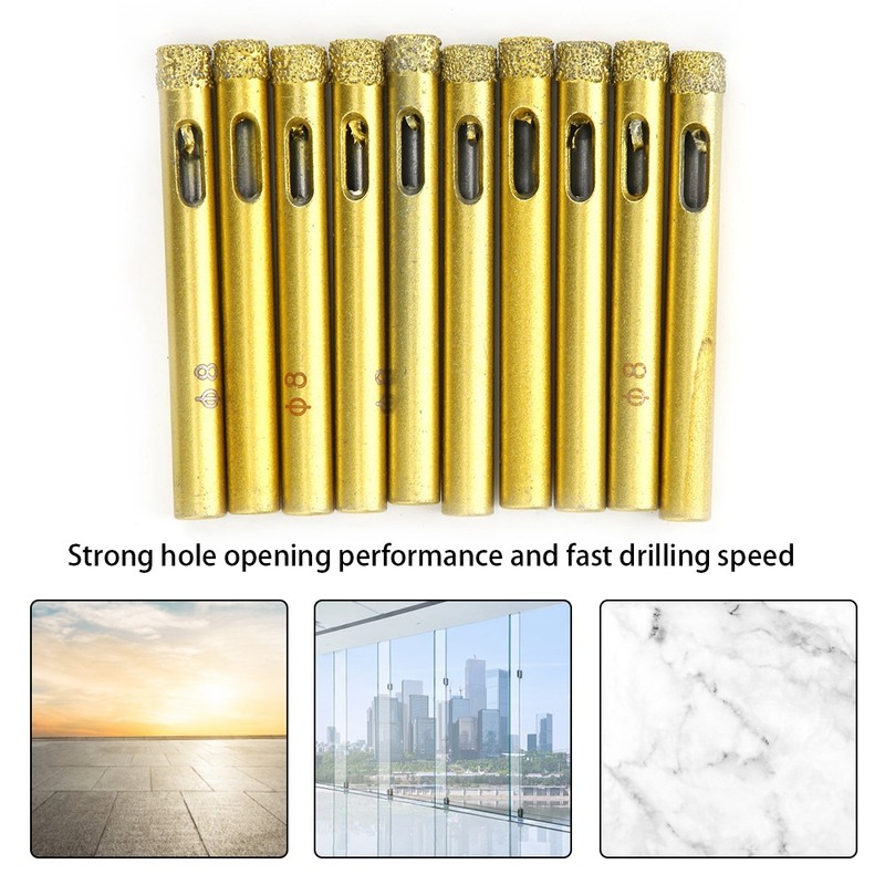 10Pcs Diamond Hole Saw Drill Bit Gold Granite Ceramic Tile