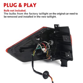 Huray Right Outer Tail Light for Nissan Rogue 2017-2019 Passenger Side Taillight Lamp Assembly Replacement for NI2805110 (Black Housing)