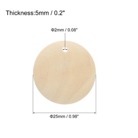 uxcell Round Wooden Discs, 20Pcs 25mm - Log Unfinished Wood Circles with Holes, Wood Ornaments for Crafts, DIY Jewelry Accessories, Birthday Board Tags