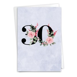 NobleWorks 30th Anniversary Work Milestone Greeting Card (Co-Worker) with 5 x 7 Inch Envelope (1 Card) Floral Work 30 C10480AWG