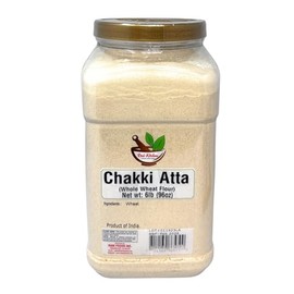 Desi Kitchen Chakki Atta (Whole Wheat Flour) ~ 6lbs (96oz) 2.72kg PET Jar, All Natural, Vegan, No Salt or Colors, Indian Origin.