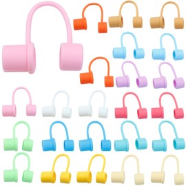Coufce 24 Pcs 8-10mm Dust-Proof Straw Cover Cups, Silicone Straw Tips Cover Reusable Straw Toppers in 12 Colors for Indoor and Outdoor Use