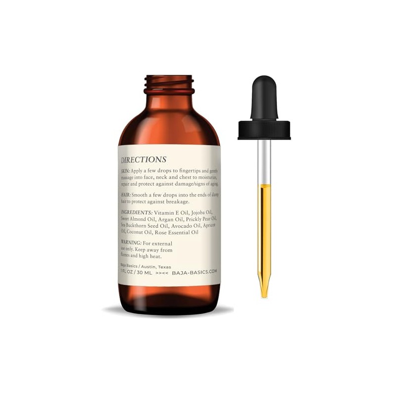 Baja Basics Aceite De Rosa Para El Rostro, Aceite Esencial
