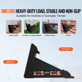 Happybuy Ladder Levler,380lbs Load PP Ladder Leveling Tool, Pitch Hopper,Stair Ladder Stabilizer with Storage,Easy to Use Stable Platform for All Surfaces, Extension Ladder Accessory for Uneven Ground