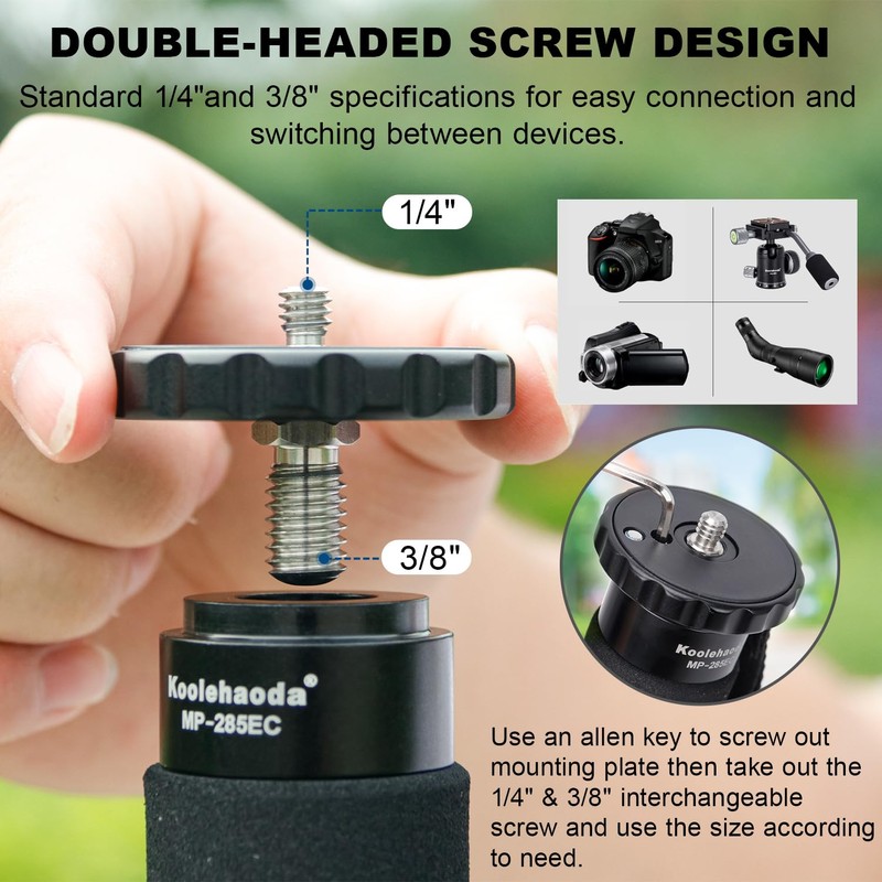 Koolehaoda 65" Carbon Fiber Camera Monopod with Flip Lock for