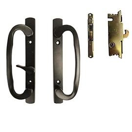 TechnologyLK STB Sliding Glass Patio Door Handle Set with Mortise Lock, Bronze, Non-Keyed, 3-15/16" Screw Holes