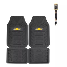 CHEVY New 5pc CHEVY Car Truck Suv Front Back Rubber Floor Mats & KEYCHAIN LANYARD
