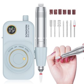 Professional Nail Drill 35000 RPM,SONGMIN Portable Cordless Efile with Bits Kit for Acrylic Nails Gel Polishing Removing,Rechargeable Electric Nail File Machine for Manicure,Pedicure Salon Home,Blue