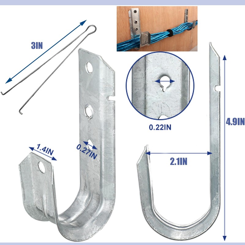 20Pc J Hook (2In Galv Steel) - Cable Hooks/Wire Hooks/J-Cable