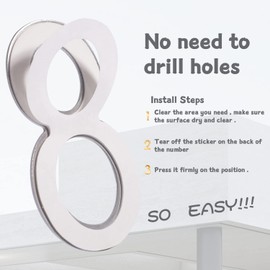 LUXYARD 3 Inch House Numbers Sticker Stainless Steel, Self-Stick Metal Address Number White Sign 2 (#2)