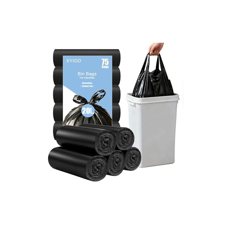 Bin Liners 20 L with Carry Handle Pack of 75