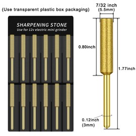12 Pack Diamond Chainsaw Sharpener Sharpening Wheels, 7/32 Inch Chainsaw File Grinding Wheel Replacement Sharpening Stones, Electric Chain Saw Polishing Tool Grinding Bits (7/32 Inch/ 5.5 mm)