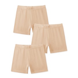 HASMES 3 Pack Girls Bike Shorts Littler Girls Dance Shorts Toddler Safety Active Under Dress Shorts 10-12 Years (Skin)