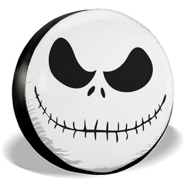 Spooky Horror Nightmare Skellington Size 16 Heavy Duty PVC Leather Spare Tire Cover, Universal Fit Tire Cover for Trailer RV Camper, Dustproof with No Camera Hole