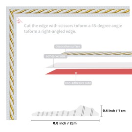 Flexible Molding Trim Wall Trim, 16.4 Feet Self Adhesive Peel and Stick Molding Ceiling Molding, Cabinet Border, Mirror Frame Trim Wall Trim for Home Decor Wall Molding & Trim (White and Gold)