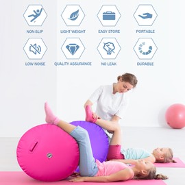 Air Roller Gymnastics Barrel Back Handspring Trainer Air Barrel Gymnastics Air Tumbling Mat for Tumbling Cheerleading Training Yoga Gym with Manual Air Pump Backhandspring Red