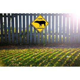 ZMEIZ Tapir Crossing Warning Sign Tapir Animal Caution Yellow Wall Art Decorative Decor For Fence Home Farmhouse Yard Road Quality Metal Sign 12x12 Inches