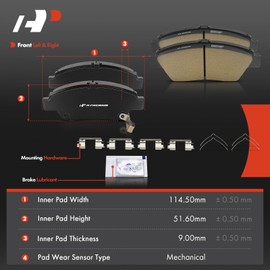 A-Premium Front and Rear Ceramic Disc Brake Pads Set Compatible with Honda Models - Fit 2009-2013/2015-2020, 8 Pcs