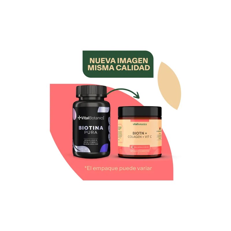 Biotina Pura + Colageno Hidrolizado Con 60 Capsulas