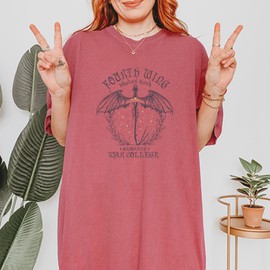 Unisex Fourth Wing Dragon Rider Vintage Basgiath War College T-Shirt Small Brick