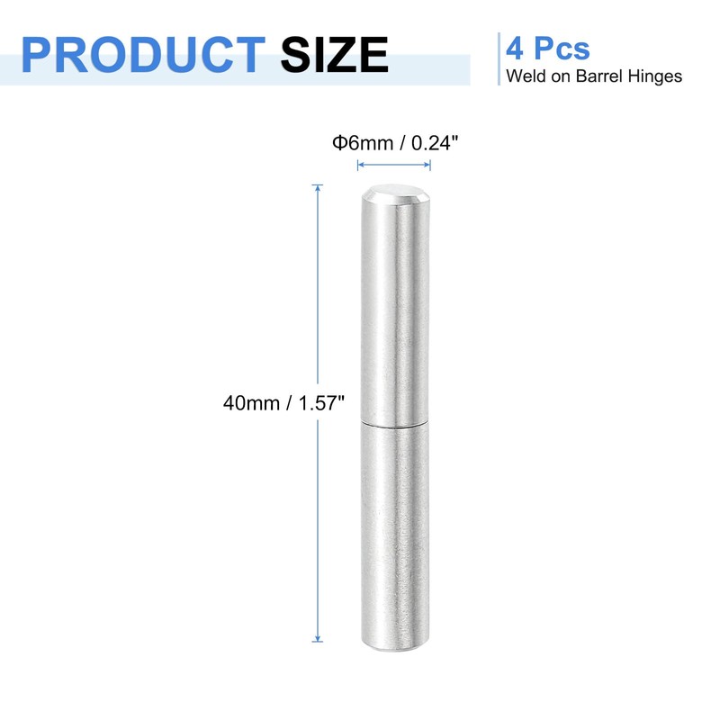 uxcell 4Pcs 1-9/16" x 1/4" (LxD) Stainless Steel Weldable Detachable