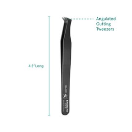 Excelta Cutting Tweezers, Angulated Carbon Steel Tweezers, Three Star, 4.5” Overall Length