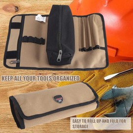 Small Hand Tool Organiser Storage Case,Roll Up Pouch,Tool Roll Bag Foldable Tool Bag Small 14.17×9.84×0.39inch Electricians Tool Storage Holder Wrench Pouch Storage for Plumber, Carpenter