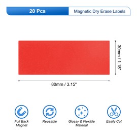 sourcing map 20 Pcs Dry Erase Magnetic Labels Colorful Strips 3.1" x 1.2" Writable Red Name Tags Sticker for Craft Whiteboard Fridge Locker Home Office Classroom