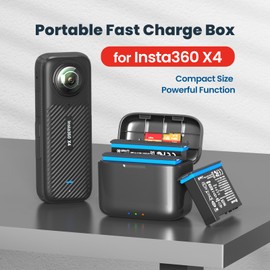 Rszfnjxry Fast Battery Charger Hub Compatible with Insta360 X4,Quick Portable 2 Channel Battery Charge Storage Station (X4 Charger Hub Only)