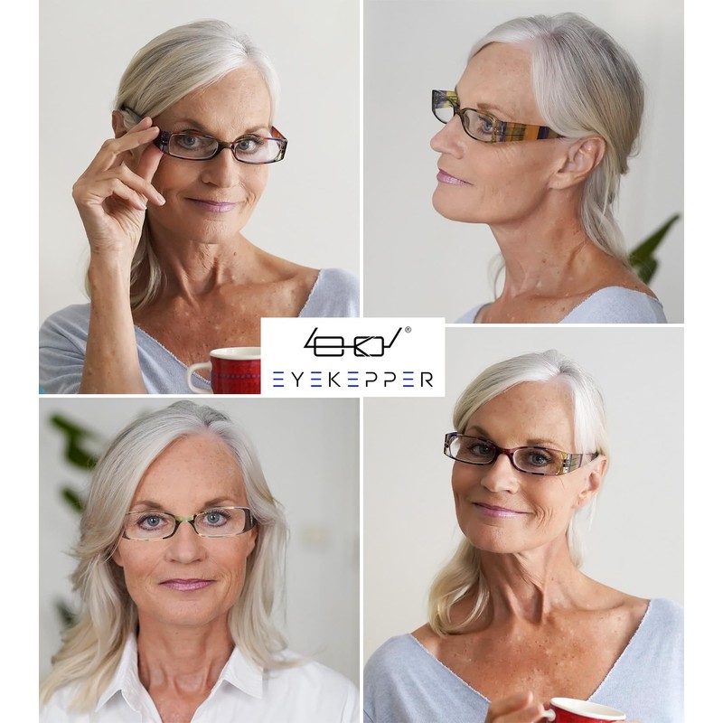 Eyekepper 4-Pack Striped Temples Spring Hinge Reading Glasses for men