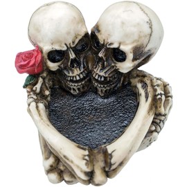 Valentine's Day Skull Decor Gift - Skeleton Skull Rose Lover Never Die Resin Ash Tray Container Human Head Skull
