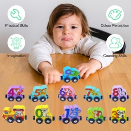 MeoZynxadril Wooden Train Toy Set, Wooden Toy Train, Magnetic Wooden Toy, Colourful Number Train, Educational Toy, Animal Digital Train, for Montessori Educational Learning Toy