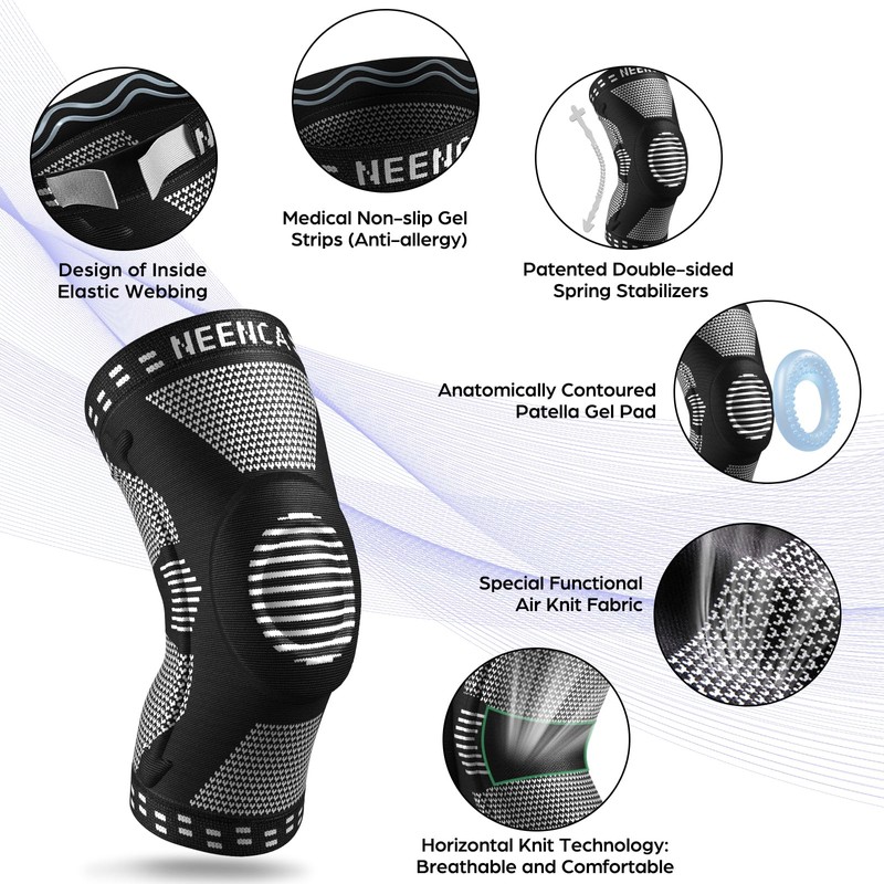 NEENCA 2 Pack Knee Braces for Knee Pain, Compression Knee
