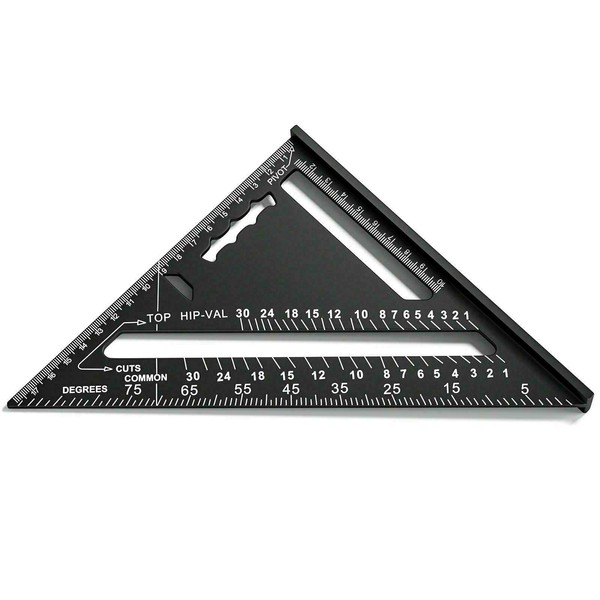 Fousenuk 180 mm Carpenter's Square Black, Metric Triangle Ruler Made