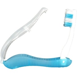 GANPUB Folding Travel Toothbrush for Adults, Potable Disposable Soft Toothbrush for Travel Camping School, Home, Business Trip Accessories(Light Blue)