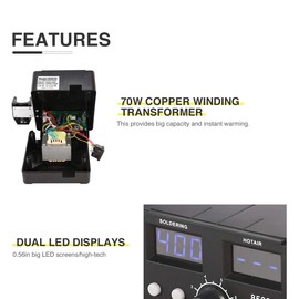LETRA Soldering Iron Station with Hot Air Rework Station, 2 in 1 Digital SMD Hot Air Soldering Station, Electric Soldering Kit with 11pcs Soldering Iron Tips & Heat Gun