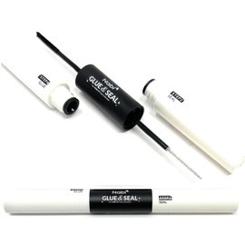 (Pack of 2) Lash Bond and Seal for Eyelash Extensions, 2-in-1 Black Glue and Clear Seal, Glue and Seal for Lash Clusters, Waterproof Super Strong Hold, Botanical Formula