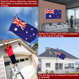 Australia Flag 2x3 Outdoor Double Sided - Vivid Color Polyester Canvas Header and 4 Rows Stitched - Australian National Flags with Brass Grommets