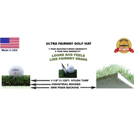 USA Turf Pros 12" X 36" Rough Chipping Golf Fairway Driving Hitting Practice Mat With 5mm Foam
