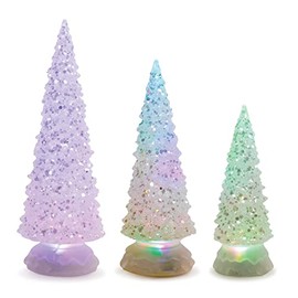 Melrose Plastic LED Lighted Christmas Tree, Set of 3, Multicolor, Holiday Season Decoration